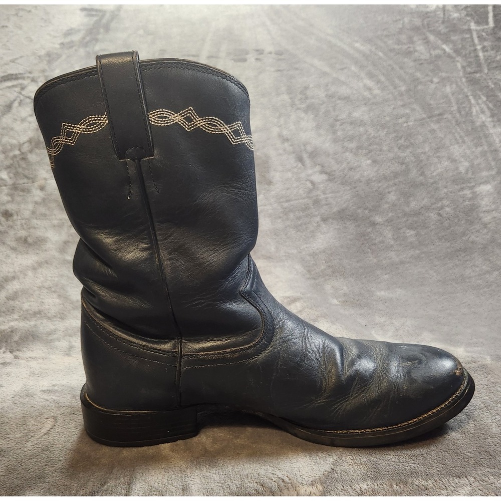 Justin Boots Mens 10 Blue Navy Classic Roper Western Cowboy 4604